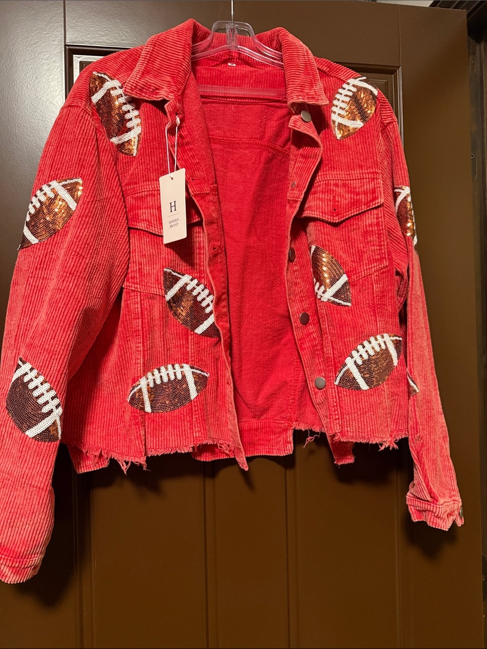Corduroy red football jacket